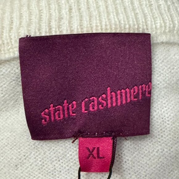 State Cashmere Men's Contrast Mockneck Pullover 100% Pure Cashmere Sweater XL - Picture 7 of 13